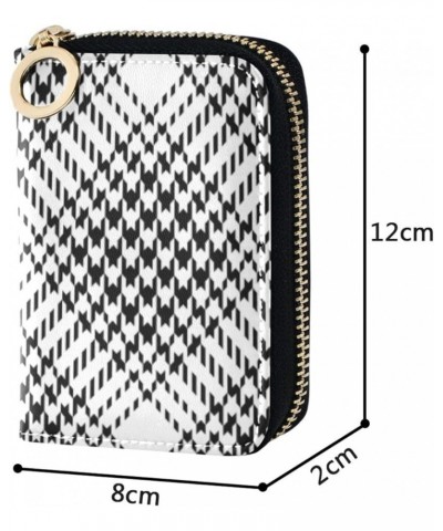 Abstract Houndstooth Black And White Slim Riskfree Zip Pocket Purse for Women with RFID Blocking for Business White Black 04 ...