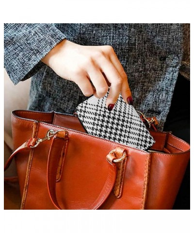 Abstract Houndstooth Black And White Slim Riskfree Zip Pocket Purse for Women with RFID Blocking for Business White Black 04 ...