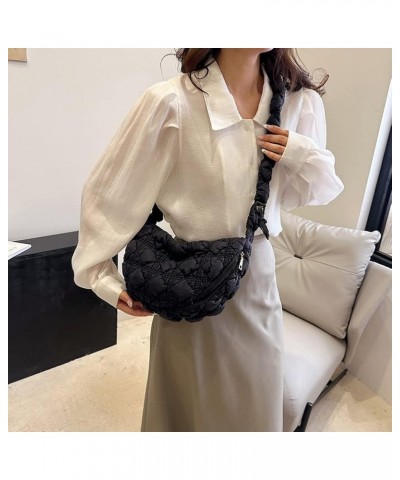 Ruched Quilted Satchel Bags Women Shopper Purse Solid Messenger Bag Chest Bag Tote Bag Crossbody Bag Black $9.22 Totes