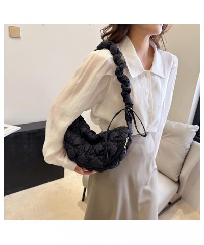 Ruched Quilted Satchel Bags Women Shopper Purse Solid Messenger Bag Chest Bag Tote Bag Crossbody Bag Black $9.22 Totes