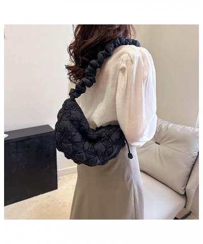 Ruched Quilted Satchel Bags Women Shopper Purse Solid Messenger Bag Chest Bag Tote Bag Crossbody Bag Black $9.22 Totes