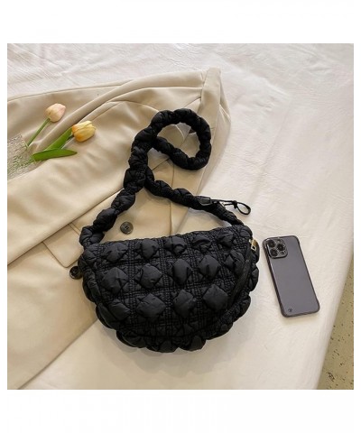 Ruched Quilted Satchel Bags Women Shopper Purse Solid Messenger Bag Chest Bag Tote Bag Crossbody Bag Black $9.22 Totes