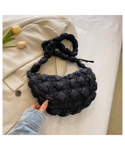 Ruched Quilted Satchel Bags Women Shopper Purse Solid Messenger Bag Chest Bag Tote Bag Crossbody Bag Black $9.22 Totes