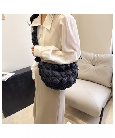 Ruched Quilted Satchel Bags Women Shopper Purse Solid Messenger Bag Chest Bag Tote Bag Crossbody Bag Black $9.22 Totes