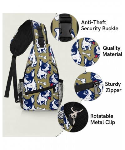 Sling Bag French Bulldog Adjustable Sling Backpack Crossbody Shoulder Backpack Anti-theft Rope Chest Shoulder Daypack for Tra...