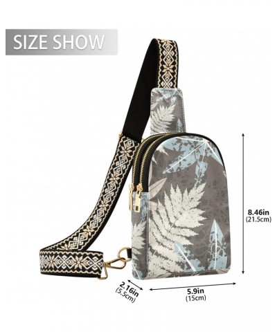 Small Sling Bag Stylish Tropical Leaves Crossbody Bag PU Leather Sling Purse for Women $16.42 Crossbody Bags