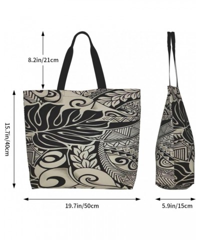 Fabric Polynesian Tattoo Tote Storage Bag Women'S Large Beach Bag With Inner Pocket Shopping Shoulder Bag $10.08 Totes