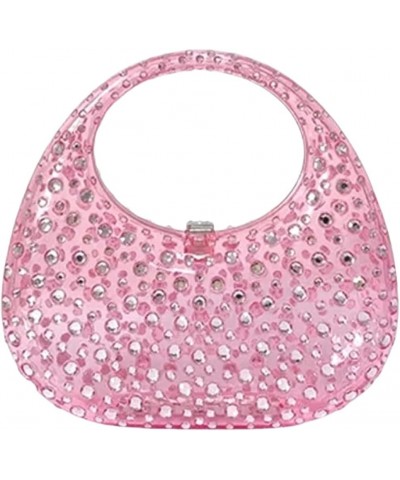 Acrylic Evening Clutch Purse Rhinestone Handbag Sparkly Bling Top-handle Bag for Women Cocktail Party Proms Banquet Pink $18....