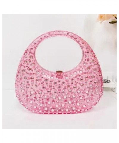 Acrylic Evening Clutch Purse Rhinestone Handbag Sparkly Bling Top-handle Bag for Women Cocktail Party Proms Banquet Pink $18....