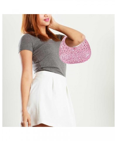 Acrylic Evening Clutch Purse Rhinestone Handbag Sparkly Bling Top-handle Bag for Women Cocktail Party Proms Banquet Pink $18....