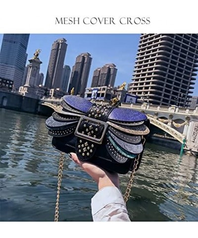 Butterfly Wings Shoulder Bag for Women Rivet Crossbody Bag Blue $22.05 Shoulder Bags