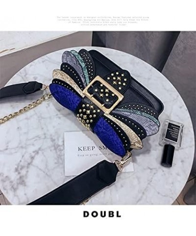 Butterfly Wings Shoulder Bag for Women Rivet Crossbody Bag Blue $22.05 Shoulder Bags