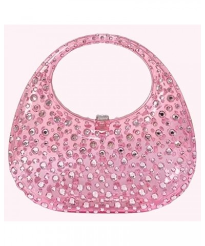 Acrylic Evening Clutch Purse Rhinestone Handbag Sparkly Bling Top-handle Bag for Women Cocktail Party Proms Banquet Pink $18....