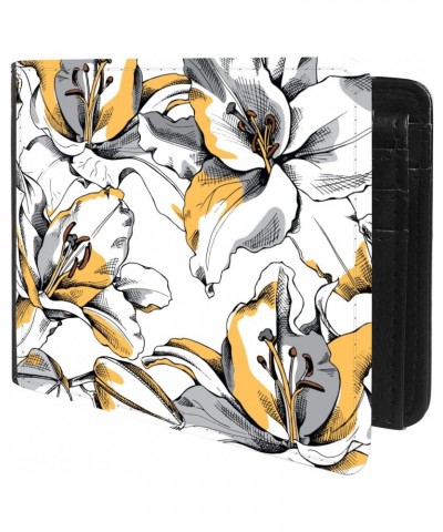 Unique Desige Pattern - Golden Tiger Lily Floral, Slim Front Pocket Wallet Billfold RFID Blocking $12.50 Wallets