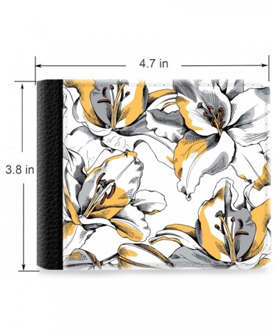 Unique Desige Pattern - Golden Tiger Lily Floral, Slim Front Pocket Wallet Billfold RFID Blocking $12.50 Wallets