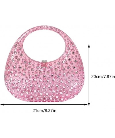 Acrylic Evening Clutch Purse Rhinestone Handbag Sparkly Bling Top-handle Bag for Women Cocktail Party Proms Banquet Pink $18....