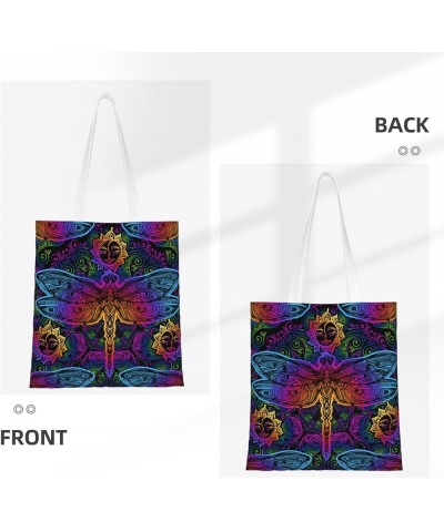 Oriental Tile Single Shoulder Fashion Canvas Tote Shopping Bags Handbags For Men And Women Psychedelic Color Dragonflies $11....