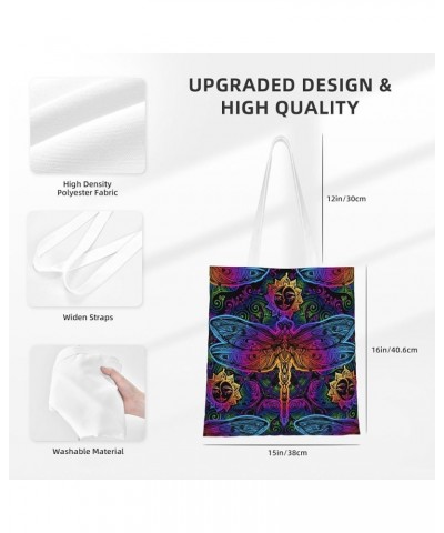 Oriental Tile Single Shoulder Fashion Canvas Tote Shopping Bags Handbags For Men And Women Psychedelic Color Dragonflies $11....