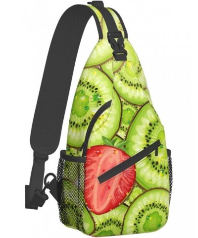 Strawberry and Kiwi Patterns Sling Bag Crossbody Sling Backpack Chest Shoulder Bag Daypack for Hiking Walking Travel $14.78 C...