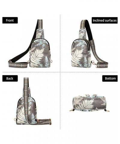 Small Sling Bag Stylish Tropical Leaves Crossbody Bag PU Leather Sling Purse for Women $16.42 Crossbody Bags