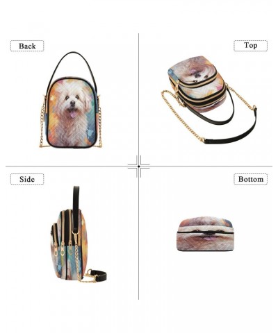 Quilted Crossbody Bags for Women,Dog Colorful Paint Splash Women's Crossbody Handbags Small Travel Purses Phone Bag $9.24 Cro...