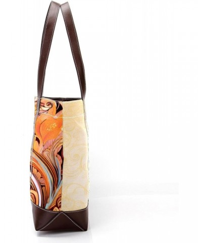 Large Tote Bags for Women, Handbag with Zipper Shoulder Bag, Retro Pattern Flowers $20.61 Totes