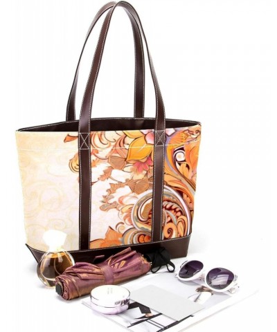 Large Tote Bags for Women, Handbag with Zipper Shoulder Bag, Retro Pattern Flowers $20.61 Totes