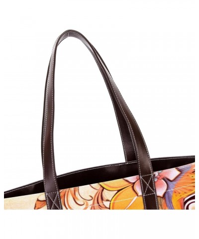 Large Tote Bags for Women, Handbag with Zipper Shoulder Bag, Retro Pattern Flowers $20.61 Totes