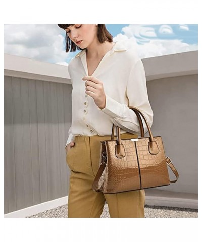 Handbags for Women Top Handle Bags Patent Leather Satchel Crocodile Pattern Tote Bags Ladies Shoulder Crossbody Bag Gold $12....