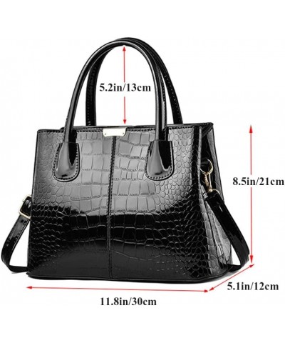 Handbags for Women Top Handle Bags Patent Leather Satchel Crocodile Pattern Tote Bags Ladies Shoulder Crossbody Bag Gold $12....