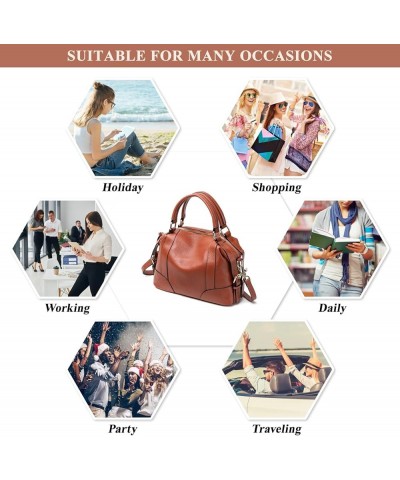 Women's Fashion Handbag and Purse Genuine Leather Retro Shoulder Crossbody Bag Stitching Satchel for Work Travel A / Brown $3...