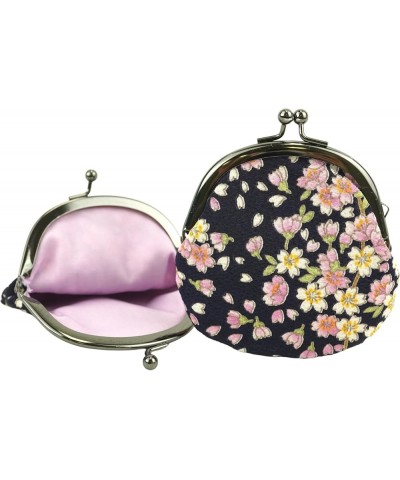 (0224) Unin Fiber, Made in Japan, Futagoshi Crepe, Japanese Pattern, 3.3 inch (3.3 cm), Drop-shaped Purse [Hydrangea/Navy], H...