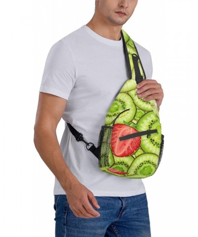 Strawberry and Kiwi Patterns Sling Bag Crossbody Sling Backpack Chest Shoulder Bag Daypack for Hiking Walking Travel $14.78 C...