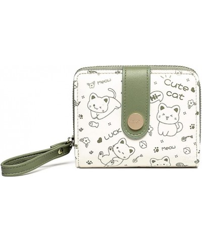 Cute Cat Women Wallet PU Leather Small Zipper Coin Purse Credit Card Case Holder Organizer with ID Window for Girls with Stra...