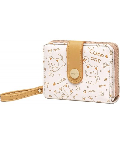 Cute Cat Women Wallet PU Leather Small Zipper Coin Purse Credit Card Case Holder Organizer with ID Window for Girls with Stra...