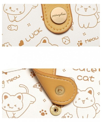 Cute Cat Women Wallet PU Leather Small Zipper Coin Purse Credit Card Case Holder Organizer with ID Window for Girls with Stra...