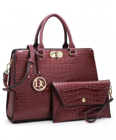 Women Handbags Purses Ladies Work Purse Satchel Tote Top Handle Shoulder Bags with Matching Clutch 0alligator Burgundy $21.00...