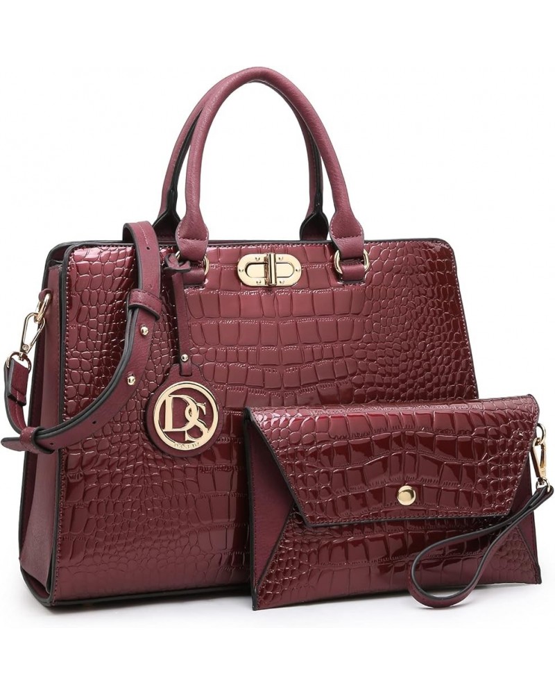 Women Handbags Purses Ladies Work Purse Satchel Tote Top Handle Shoulder Bags with Matching Clutch 0alligator Burgundy $21.00...