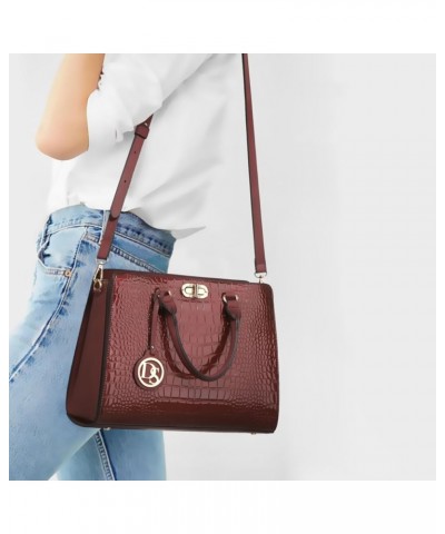 Women Handbags Purses Ladies Work Purse Satchel Tote Top Handle Shoulder Bags with Matching Clutch 0alligator Burgundy $21.00...