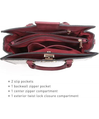 Women Handbags Purses Ladies Work Purse Satchel Tote Top Handle Shoulder Bags with Matching Clutch 0alligator Burgundy $21.00...