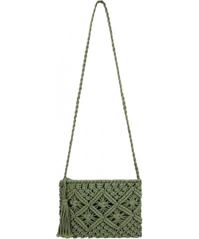 Women Crochet Shoulder Bag Handmade Woven Beach Crossbody Handbag Satchel Purse with Tassel for Summer A-army Green $11.44 Sh...