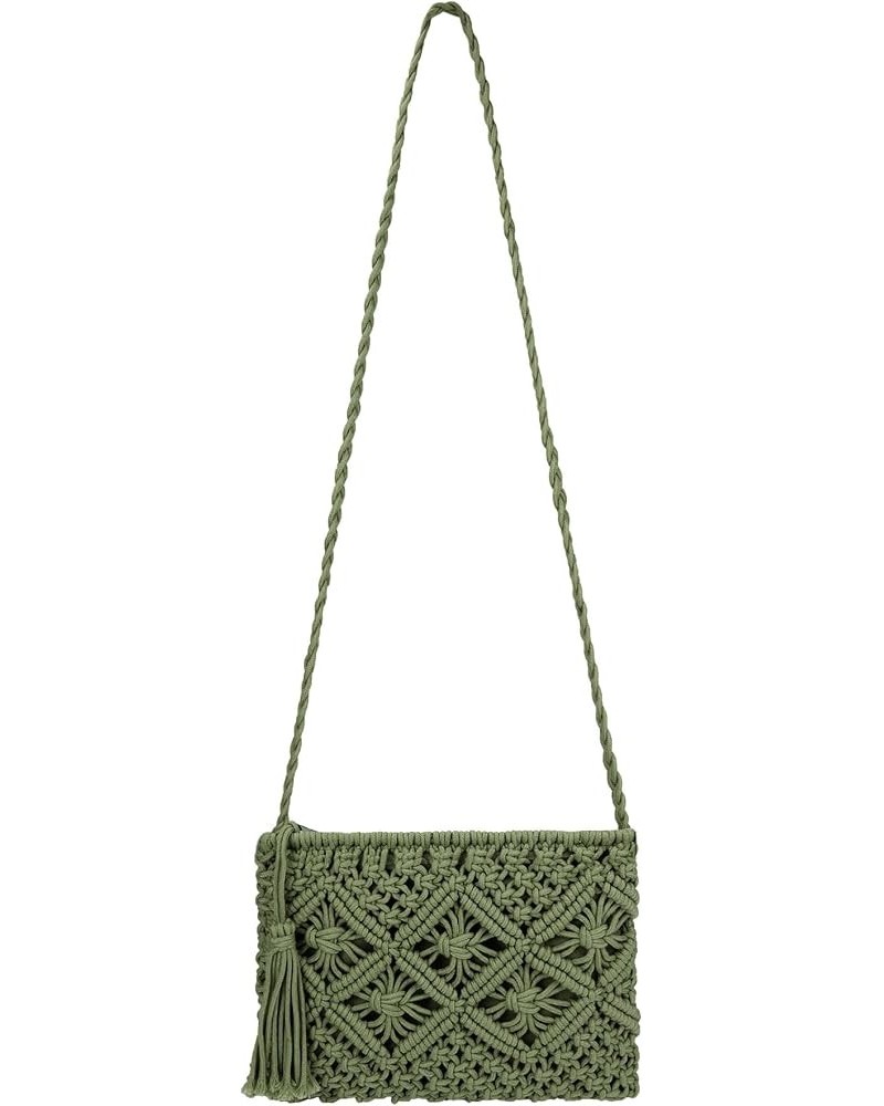 Women Crochet Shoulder Bag Handmade Woven Beach Crossbody Handbag Satchel Purse with Tassel for Summer A-army Green $11.44 Sh...