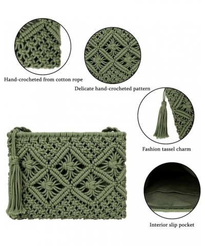 Women Crochet Shoulder Bag Handmade Woven Beach Crossbody Handbag Satchel Purse with Tassel for Summer A-army Green $11.44 Sh...