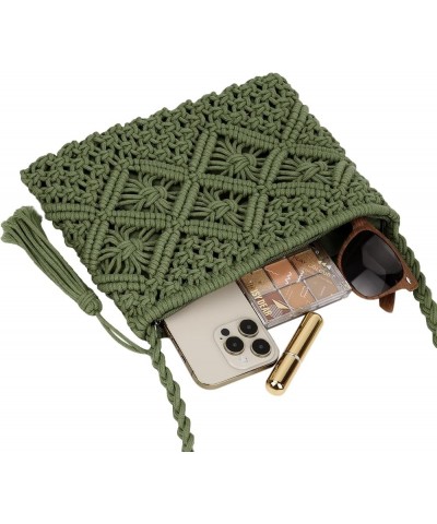 Women Crochet Shoulder Bag Handmade Woven Beach Crossbody Handbag Satchel Purse with Tassel for Summer A-army Green $11.44 Sh...