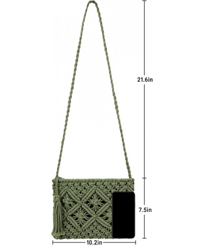 Women Crochet Shoulder Bag Handmade Woven Beach Crossbody Handbag Satchel Purse with Tassel for Summer A-army Green $11.44 Sh...