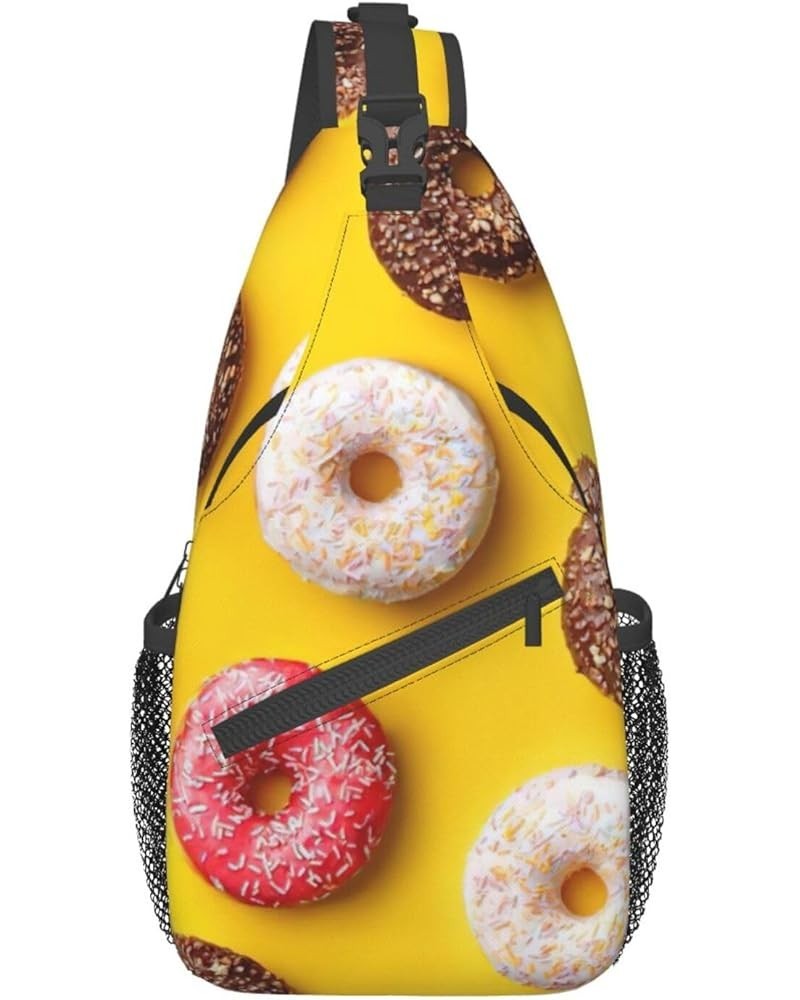 Durable Adjustable Outdoor Hiking Cute Pattern Print Cross Chest Bag Diagonally Single Shoulder Backpack Doughnut One Size $1...