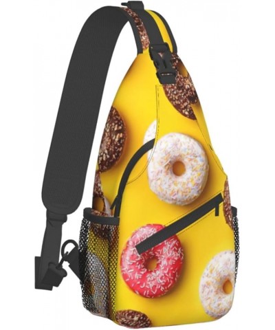 Durable Adjustable Outdoor Hiking Cute Pattern Print Cross Chest Bag Diagonally Single Shoulder Backpack Doughnut One Size $1...