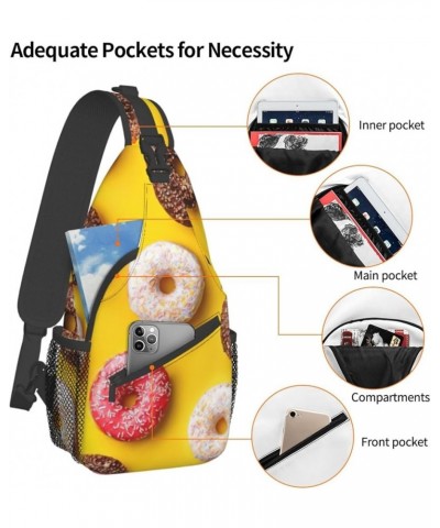 Durable Adjustable Outdoor Hiking Cute Pattern Print Cross Chest Bag Diagonally Single Shoulder Backpack Doughnut One Size $1...