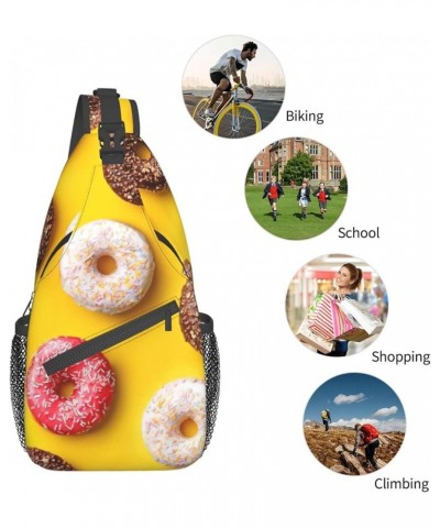 Durable Adjustable Outdoor Hiking Cute Pattern Print Cross Chest Bag Diagonally Single Shoulder Backpack Doughnut One Size $1...