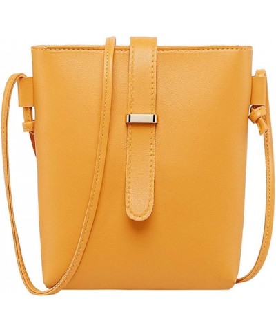 Women's Fashion Solid Faux Leather Tote Bag Phone Bag Fashion Messenger Bag Mobile Strap Women Shoulder Bag Yellow $5.38 Shou...